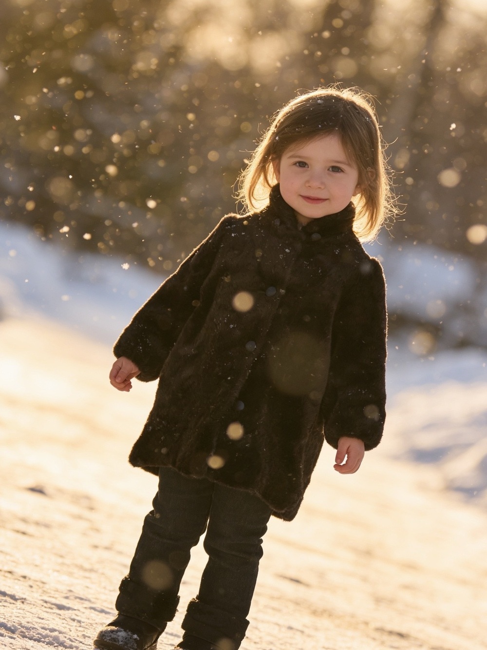 GirlsLuxurious Brown Faux fur Coat